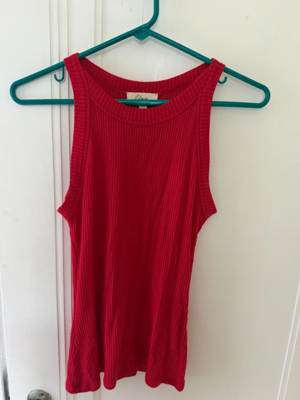 Elan Red Ribbed Tank Top Sleeveless Knit Size Small